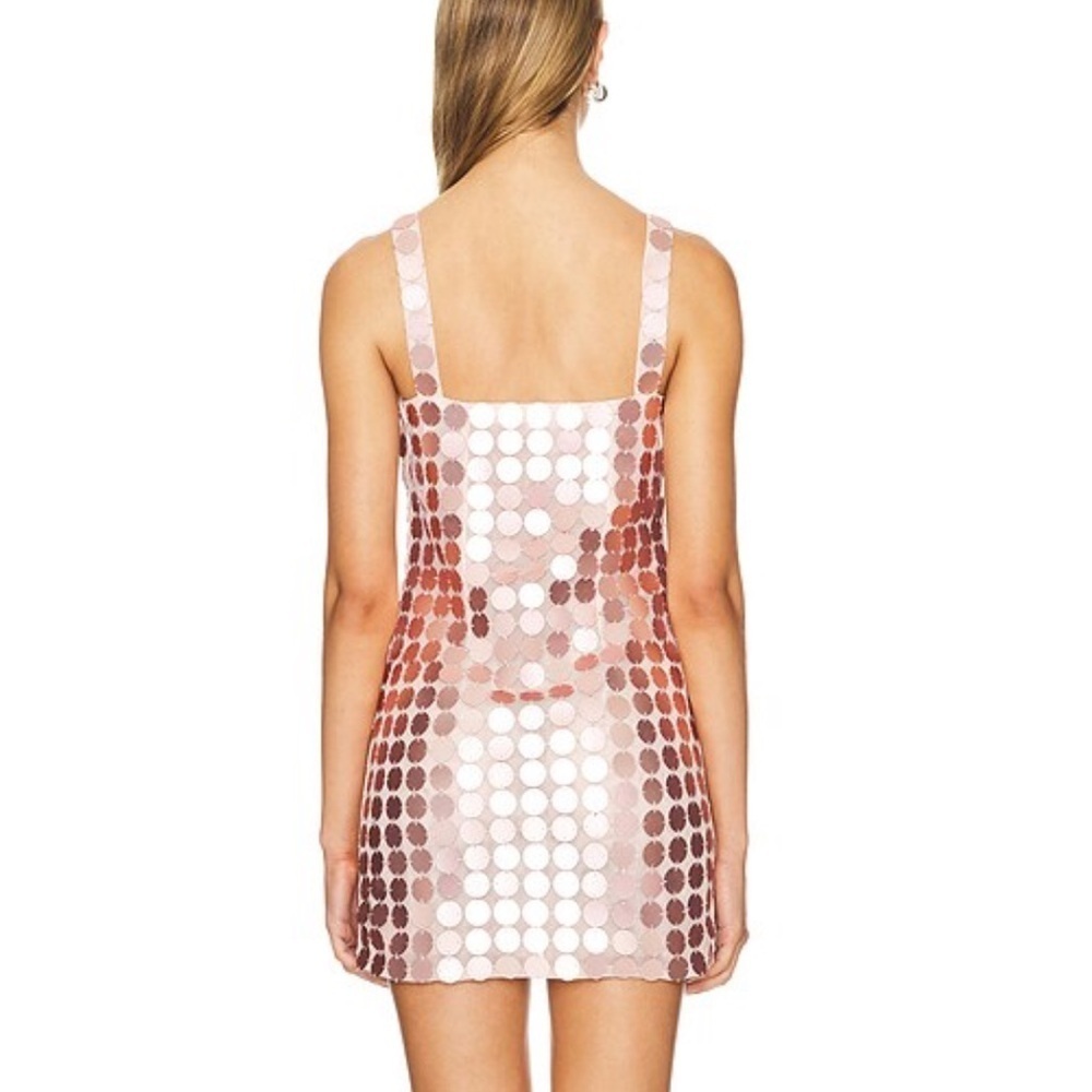 Lovers + Friends Gilles Sequin Mini Dress Light Pink disc metallic Revolve M - Picture 3 of 10